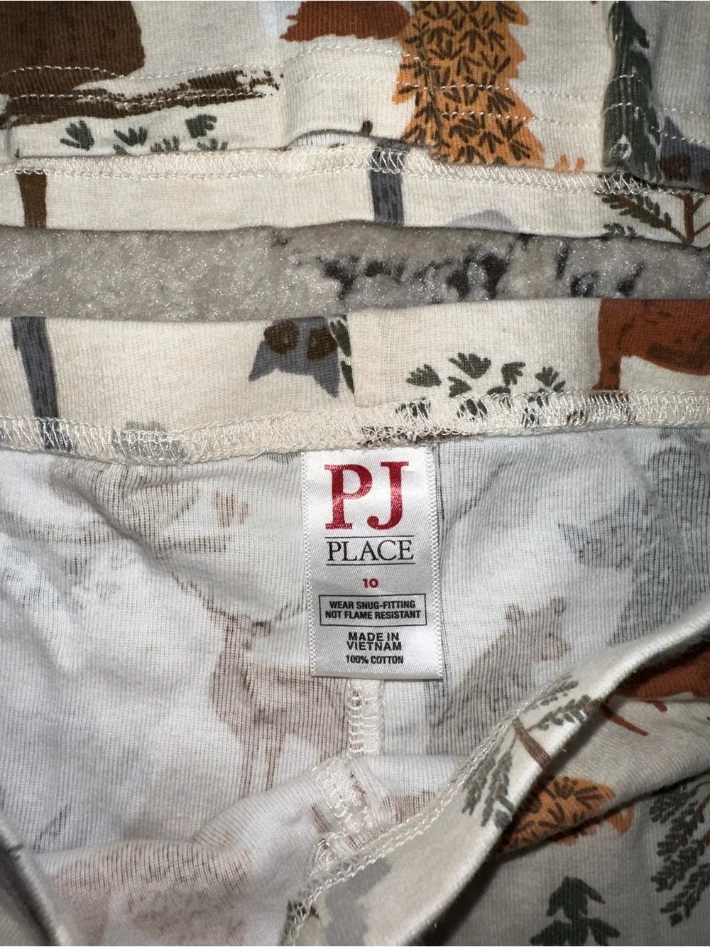 Place Cream Kids Pajama Set with Brown & Green Forest Print